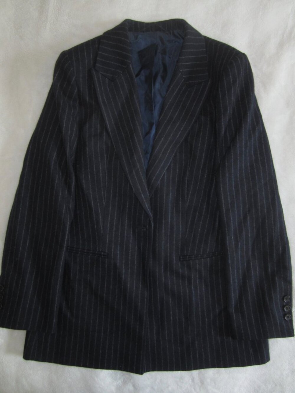 AND OTHER STORIES Wool Blend Navy Chalk Striped Blazer Jacket Women’s 6